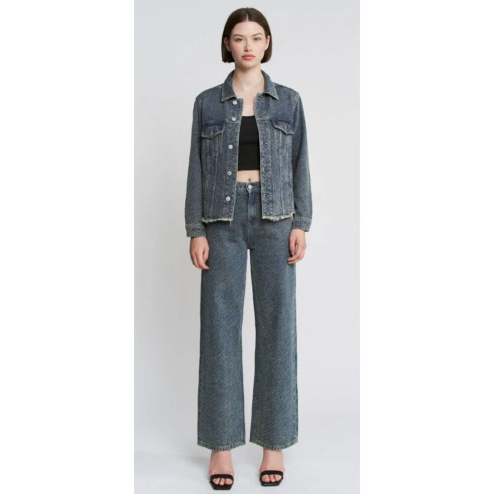 Mica Los Angeles Super High Studded Wide Leg Jeans